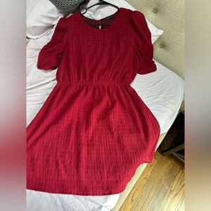 Red Short Sleeve Chiffon dress!